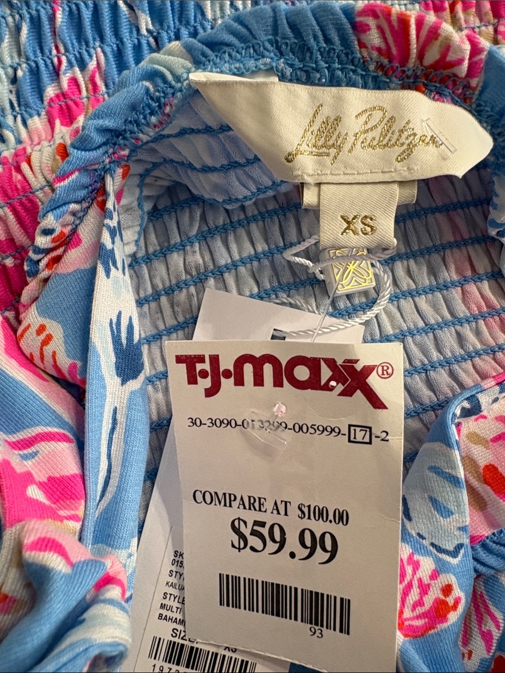 Lilly Pulitzer Blue Floral Maxi Dress with Pink and White Accents - Picture 3 of 4